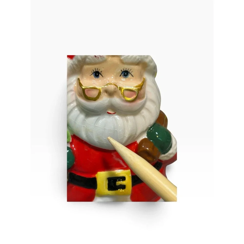 Mr. Christmas Ceramic Lighted Santa Claus Ornament Figurine  Red 5.5